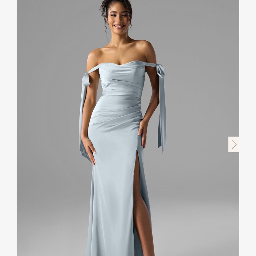 Blue Strapless Sweetheart Gown with Slit